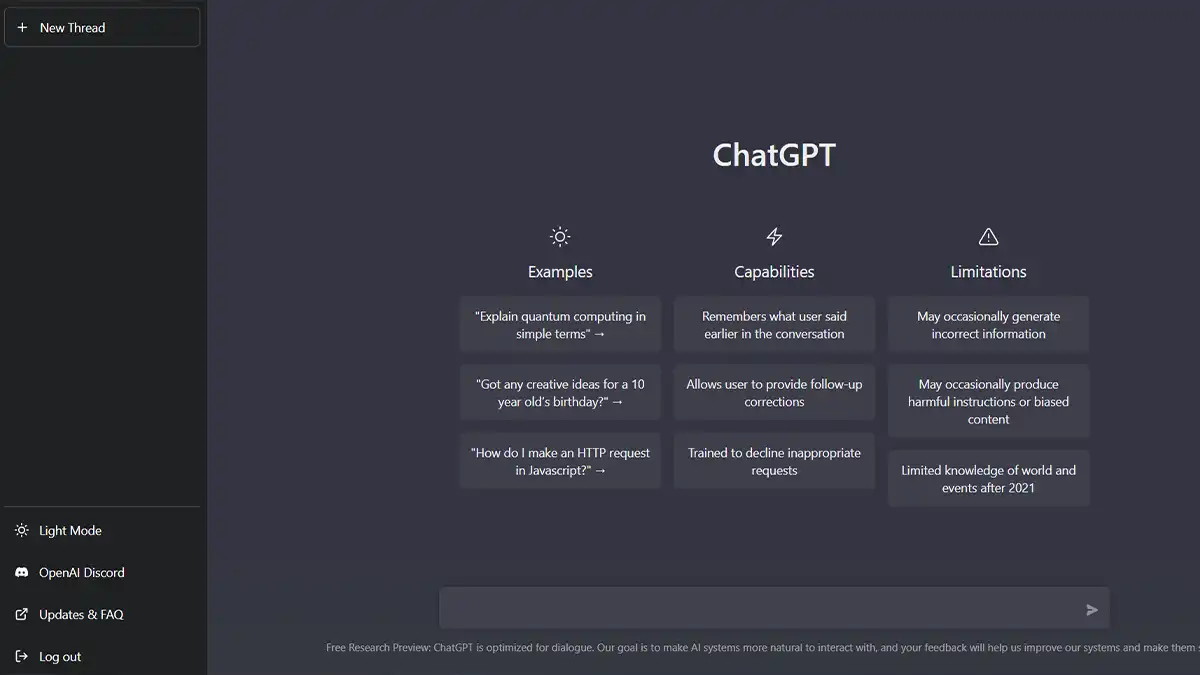 aplicación web de ChatGPT abierta en desktop